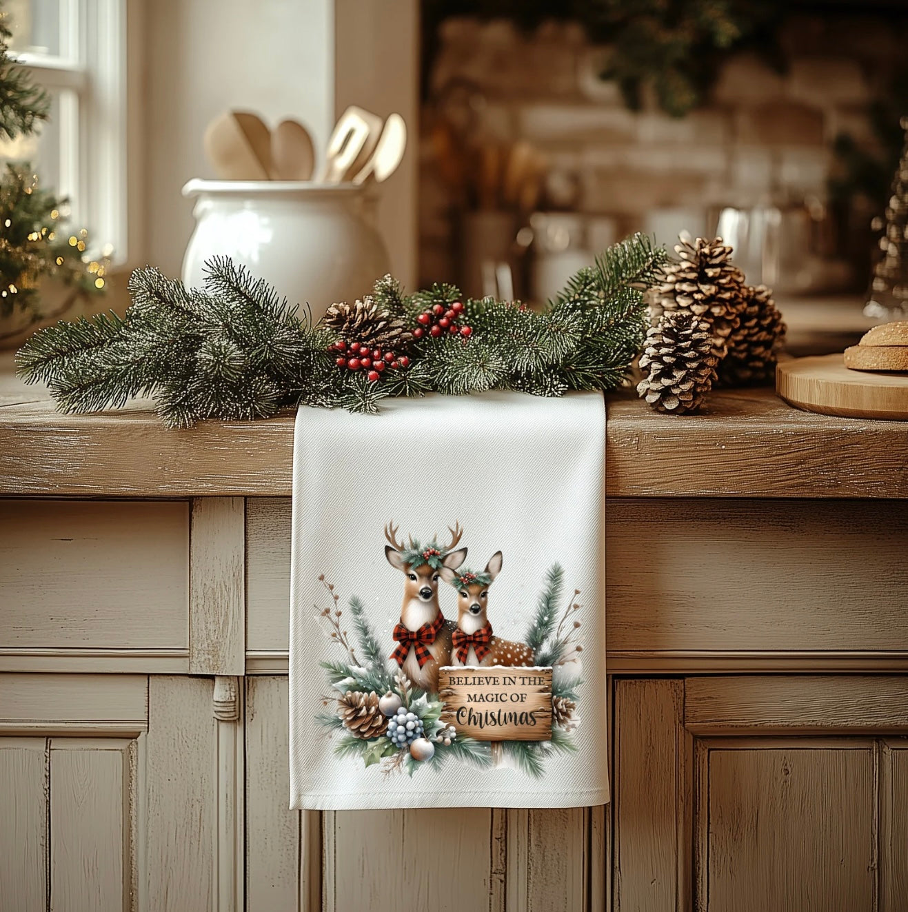 Festive Holiday Tea Towel - 18” x 28” 100% Polyester Kitchen Accessory