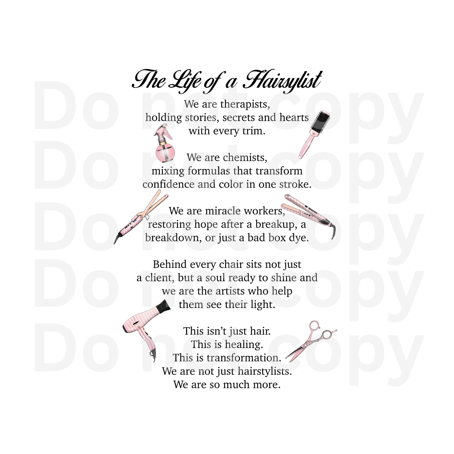 Life of a Hairstylist Tempered Glass Plaque 8” x 11” Salon Wall Decor Sign