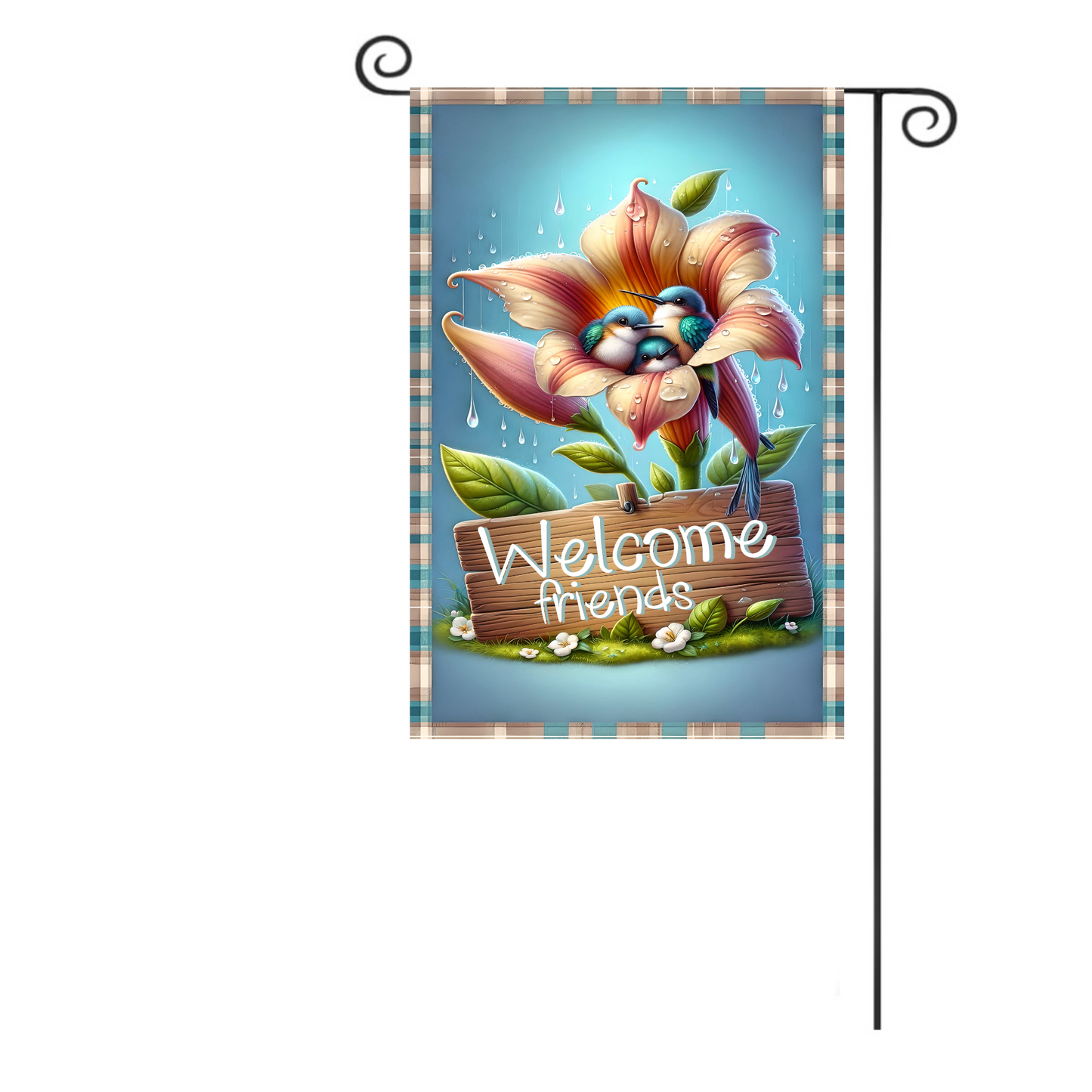 Welcome Friends Floral Chickadee Garden Flag