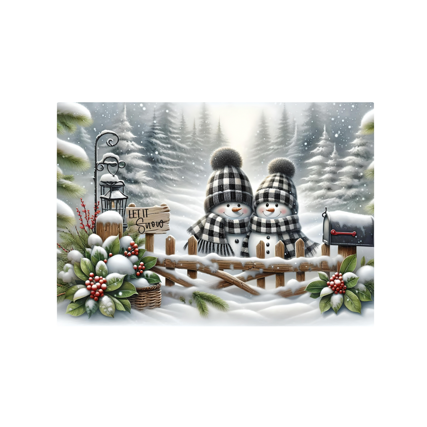 Let It Snow Tempered Glass Cutting Board - Winter Snowmen Design in Two Sizes