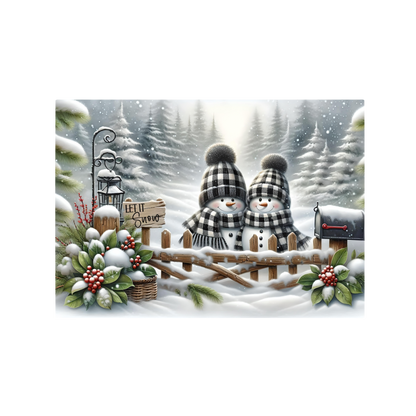 Let It Snow Tempered Glass Cutting Board - Winter Snowmen Design in Two Sizes