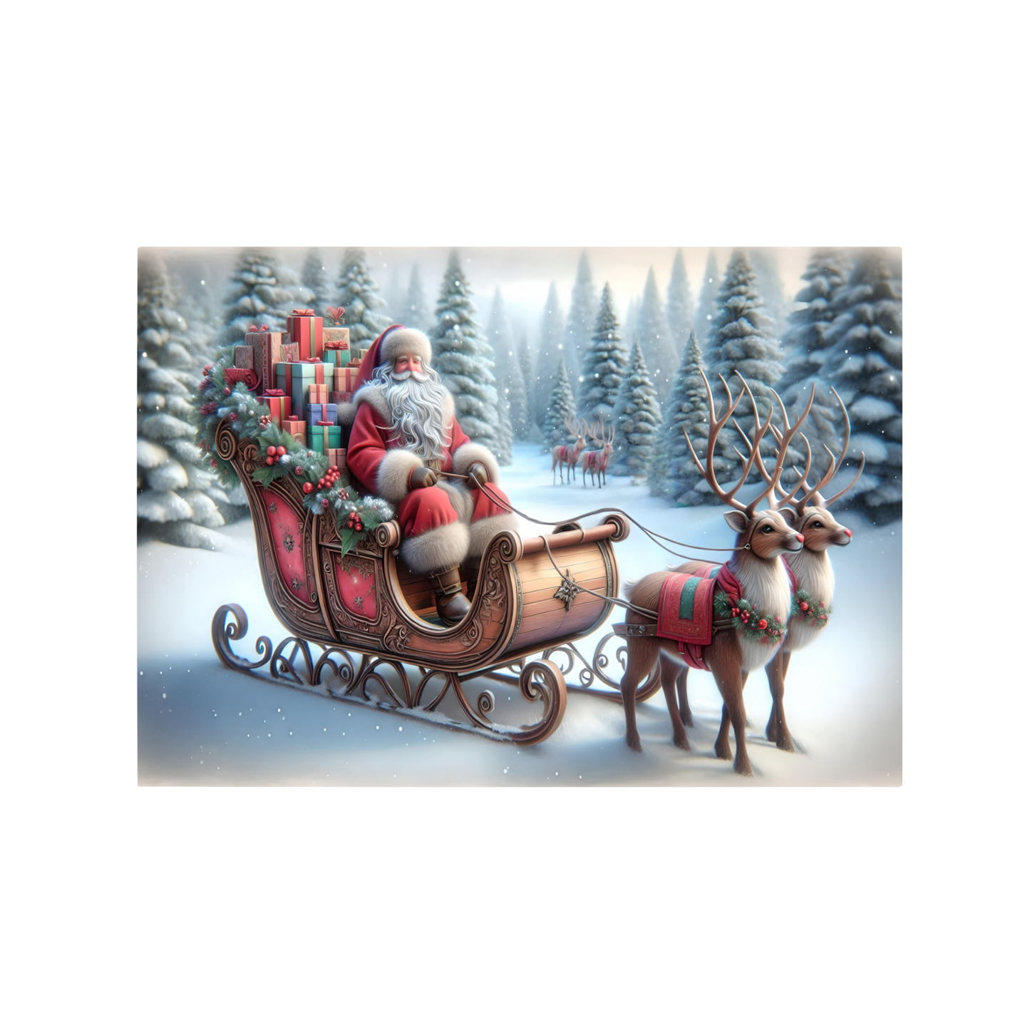 Santa’s Sleigh Tempered Glass Cutting Board - Perfect Holiday Kitchen Decor