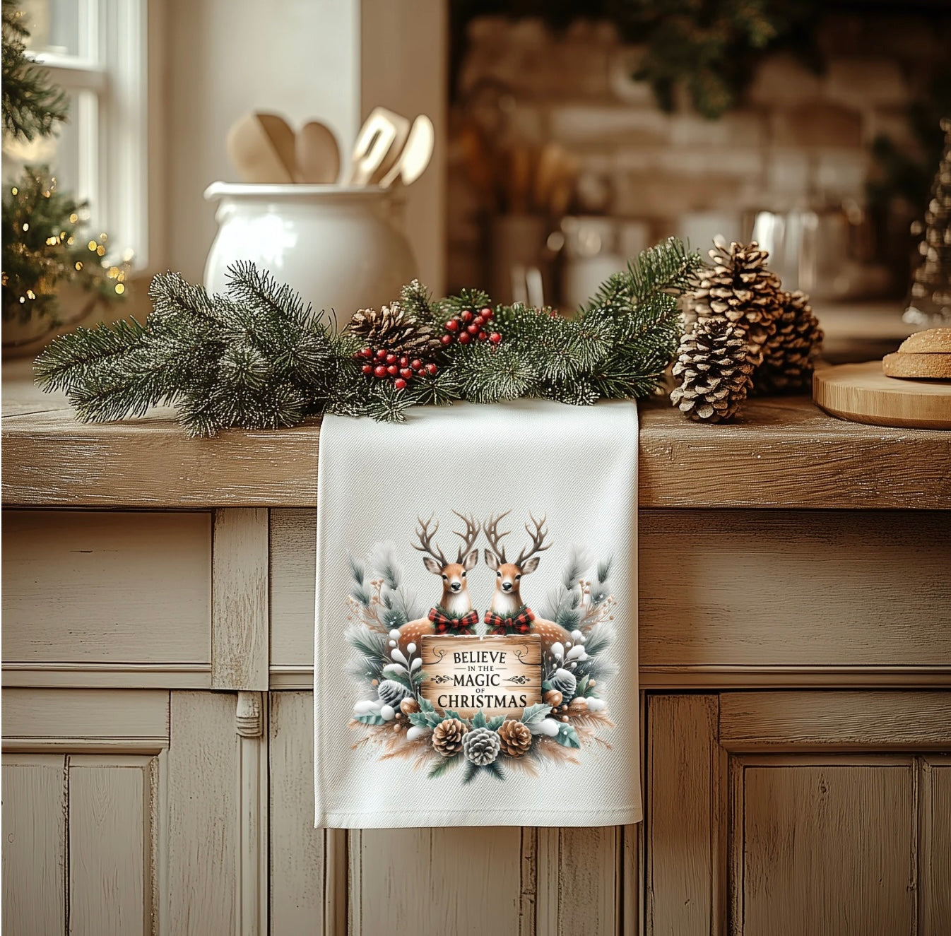 Festive Holiday Tea Towel - 18” x 28” 100% Polyester Kitchen Accessory