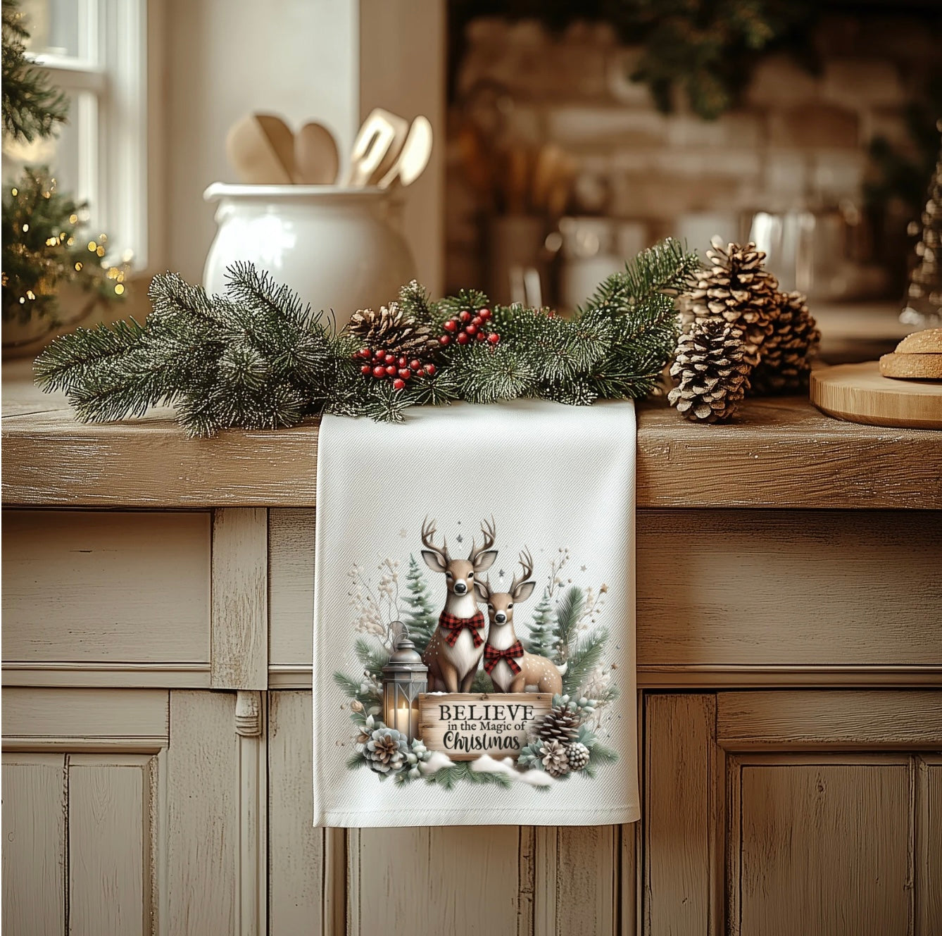 Festive Holiday Tea Towel - 18” x 28” 100% Polyester Kitchen Accessory