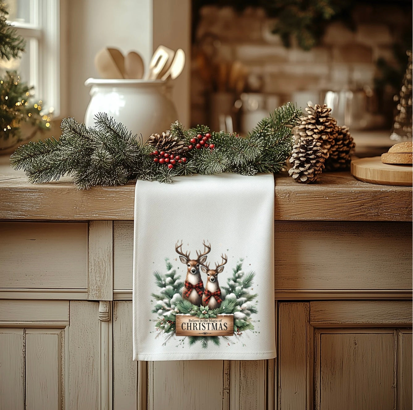 Festive Holiday Tea Towel - 18” x 28” 100% Polyester Kitchen Accessory