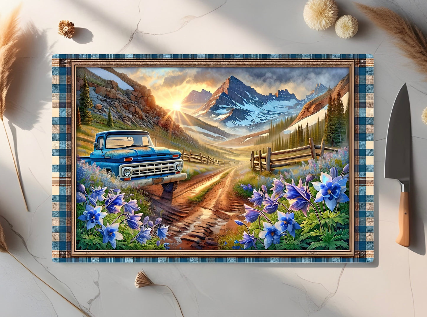 Tempered Glass Cutting Board, Colorado Theme,  Available in 2 Sizes