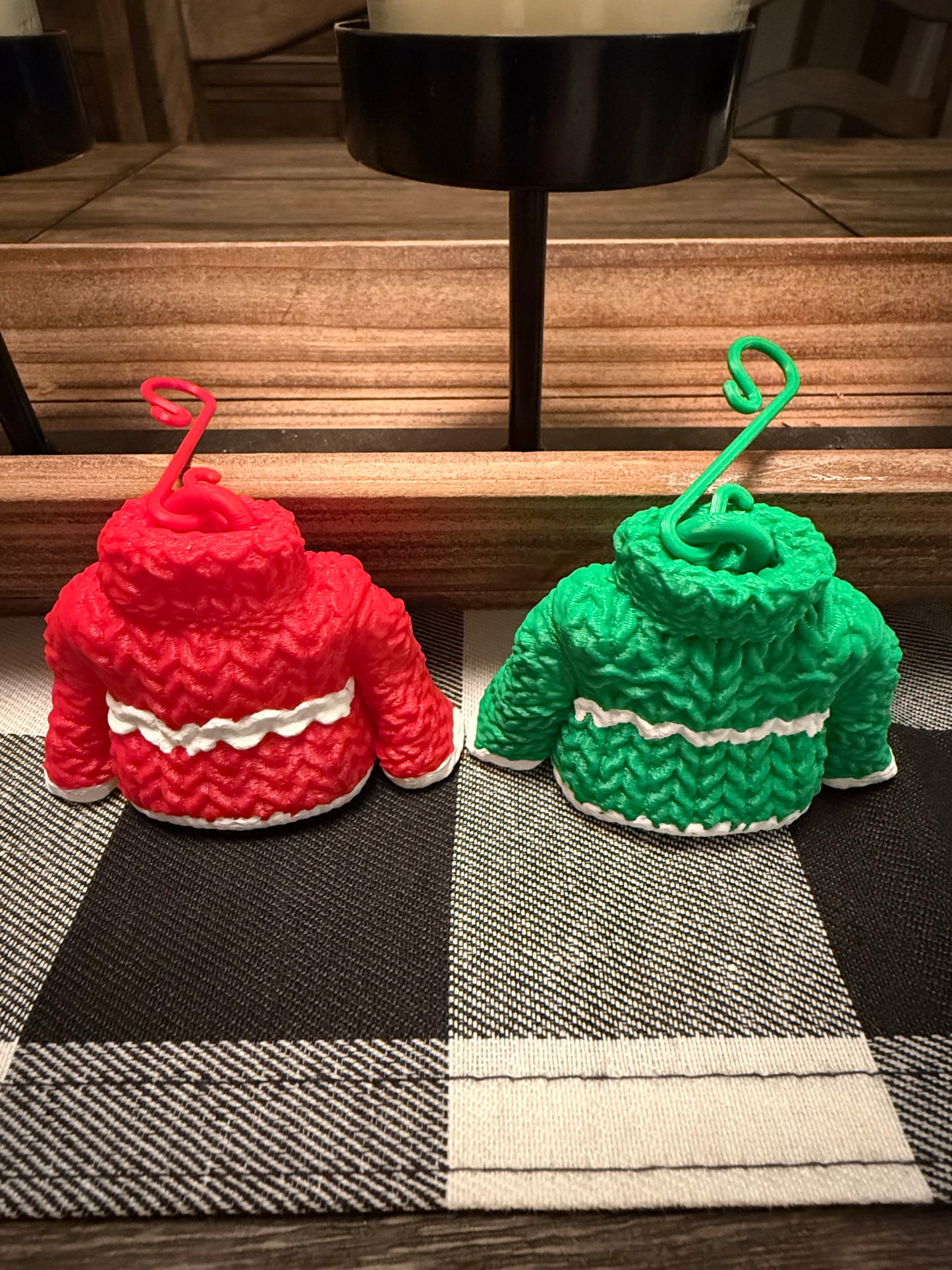 Cozy Holiday Sweater Ornament, 2 Colors, Ornament Hook Included