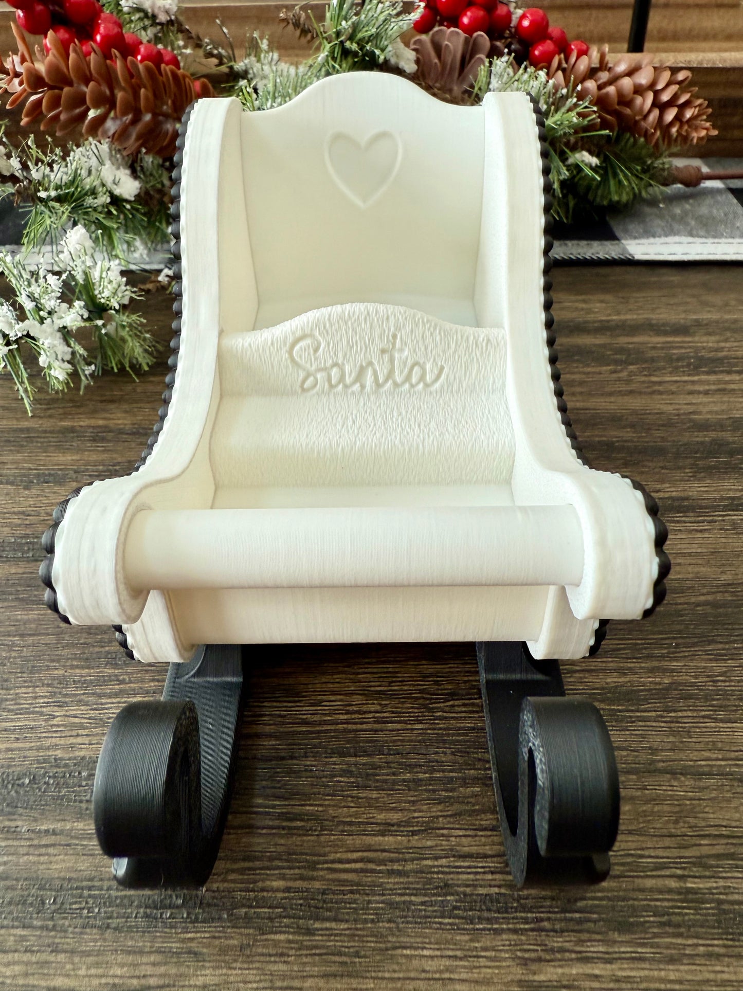 Black and White Farmhouse Sleigh Christmas Decoration