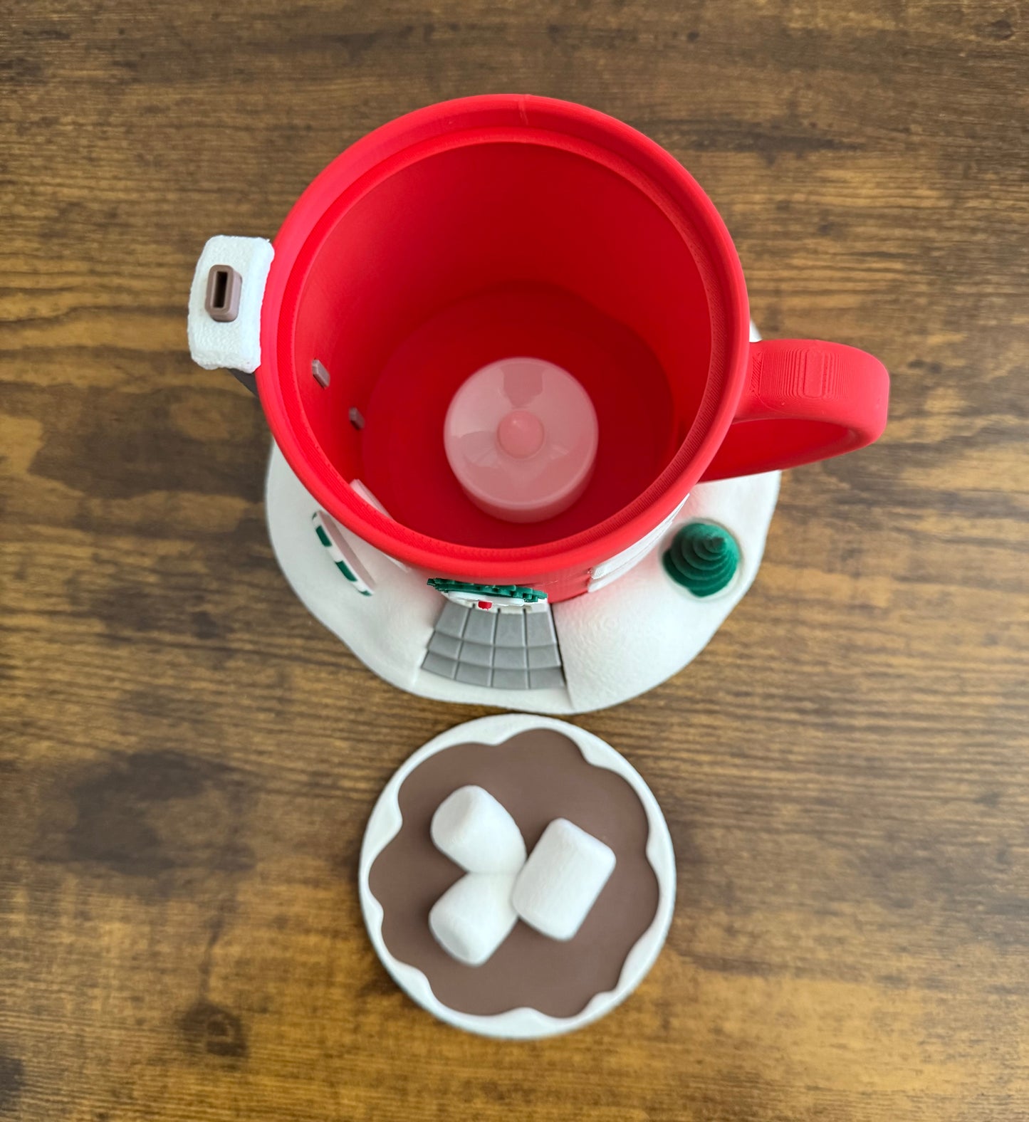 Festive Hot Cocoa Tea Light Holder - Christmas Decor Battery Operated Tea Light