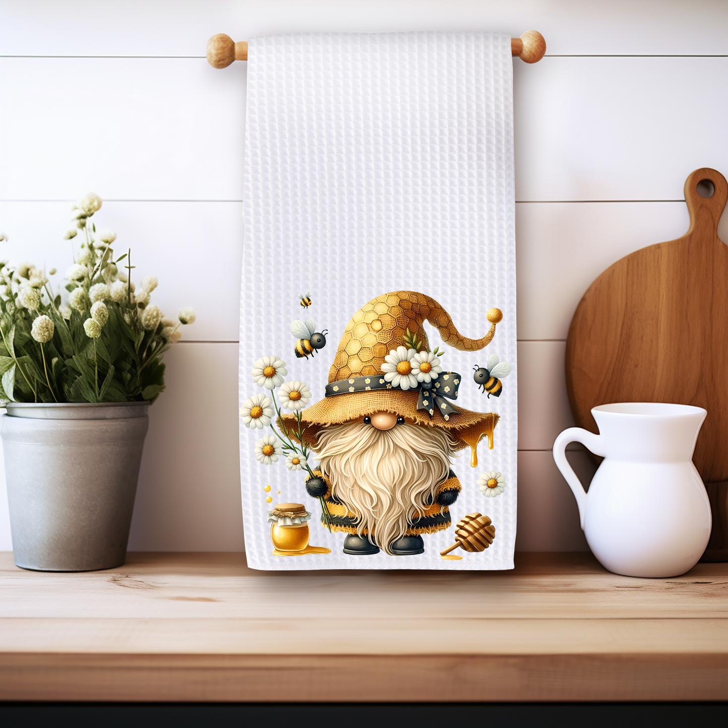 Gnome & Bees Honey Kitchen Tea Towel – Premium Microfiber Waffle Weave