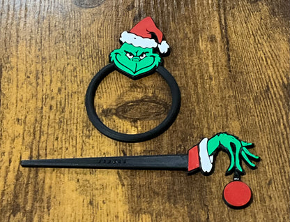 Festive Grinch Hair Pin - Cute & Fun Holiday Stocking Stuffer