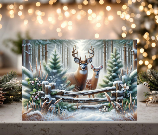 Rustic Deer-Themed Tempered Glass Cutting Board - Available in Two Sizes