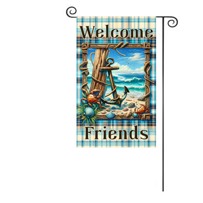 Nautical Welcome Friends Garden Flag