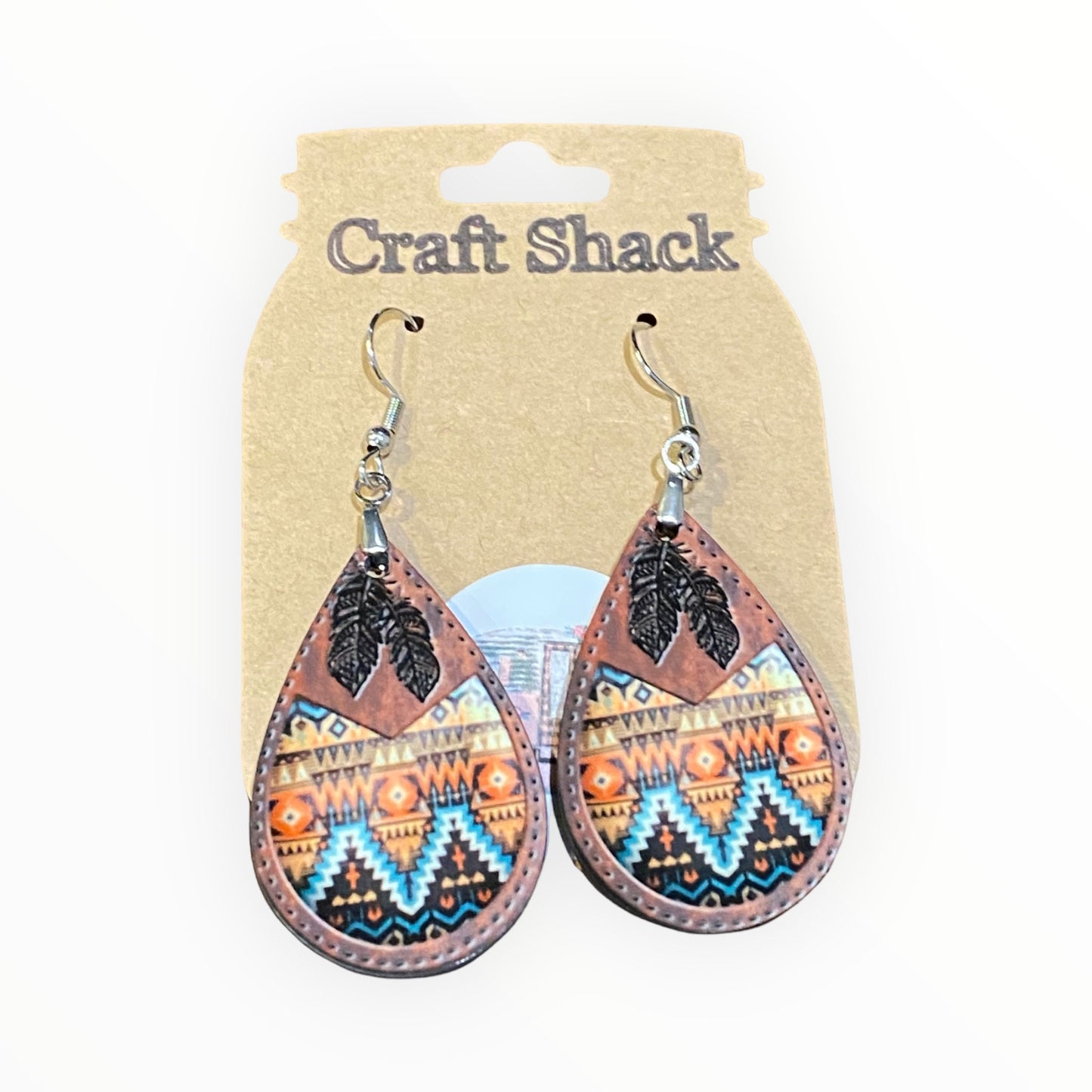 Western Tear Drop Earrings Turquoise Lightweight Sterling Silver Dangle Colorful Aztec Boho Brown