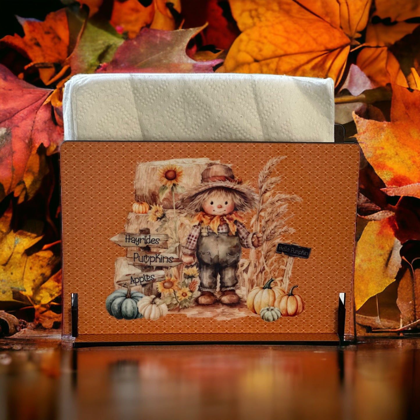 Scarecrow, Fall, Napkin Holder, Hayrides, Pumpkins, Apples, Table Settings, Thanksgiving, Home Decor, Holiday Decor, Holiday Table Settings,